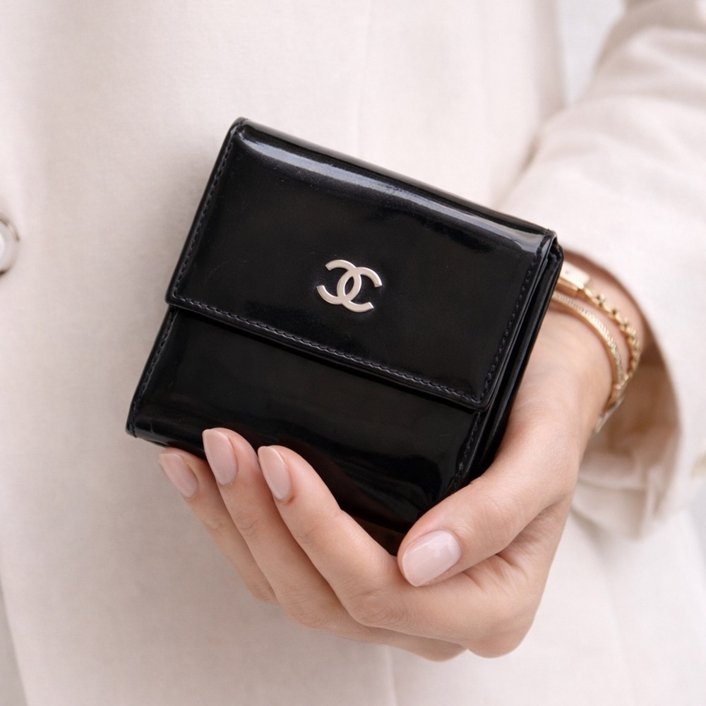 Chanel Pantent Compact Wallet